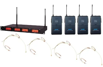 

Bolymic 4-Channel Professional UHF Beige Headset Headworn Wireless Microphone microfoon System