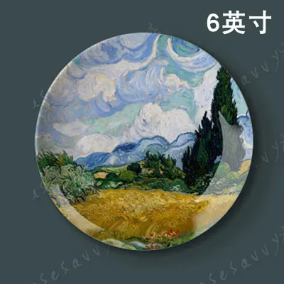6-дюймовый картины маслом Ван Гога декоративные тарелки висит стен в европейском стиле гостиной, столовой, фоновая стена висящая керамическая ваза пластина - Цвет: 6-011