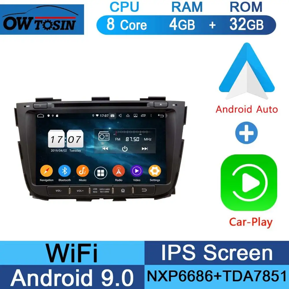 " ips 1920*1080 8 ядерный 4 Гб ram+ 64 Гб rom Android 9,0 автомобильный dvd-плеер для Kia Sorento 2012 2013 DSP радио gps Parrot BT Adas - Цвет: 32G CarPlay Android