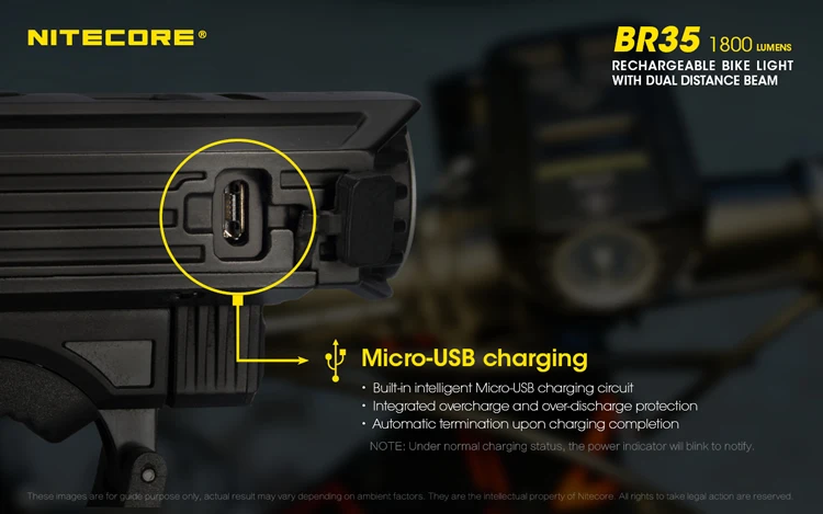 Nitecore BR35 двойной дальностью луча Перезаряжаемые велосипед светильник 2xcree XM-L2 U2 1800 люмен встроенный 6800 мА/ч, Батарея пакет