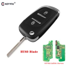 مفتاح التحكم عن بعد KEYYOU CE0536 ، رقاقة 434MHz ID46 PCF7961 المعدلة لبيجو 207 208 307 308 408 ASK HU83 Blade