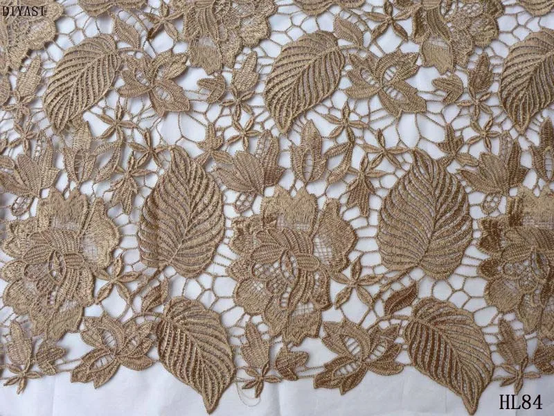 

guipure lace fabric 2018 High quality african lace fabric new lace water embroidery flower fabric brown color free shipping HL84