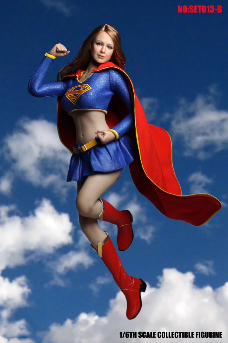 DIY COSPLAY 1/6 SET013B Female Clothes Set Supergirl Hero Suit Superwoman Series Accessories for 1:6 Suntan Action Figure Body