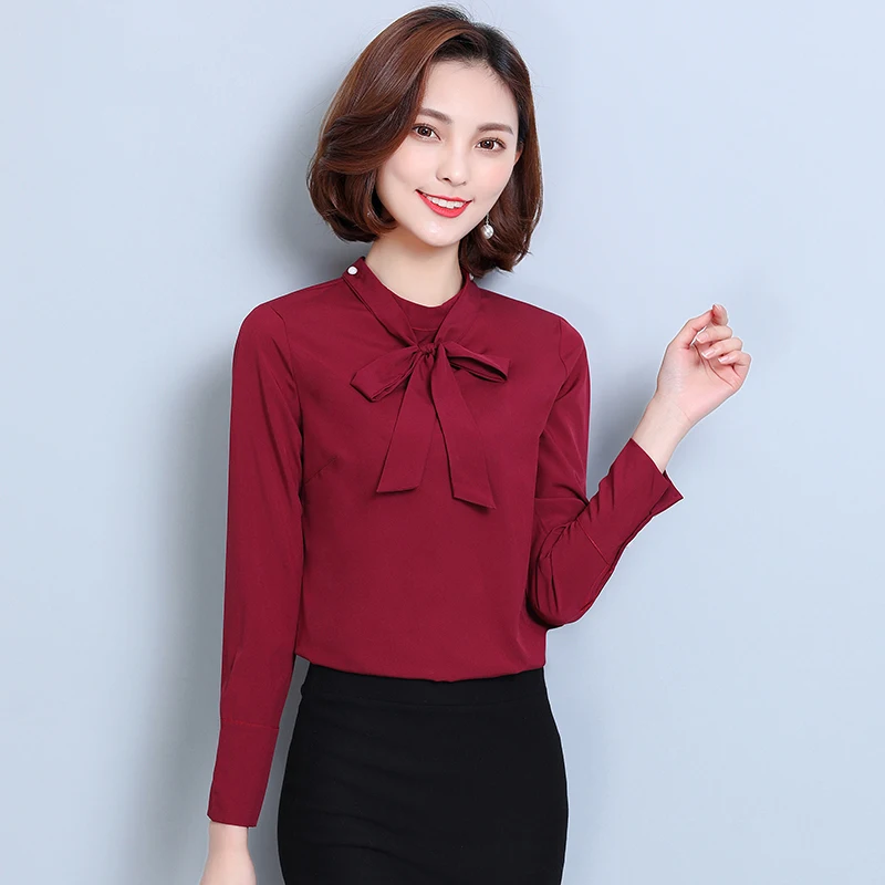 Women Shirts 2017 Autumn Fashion Vintage Elegant bow