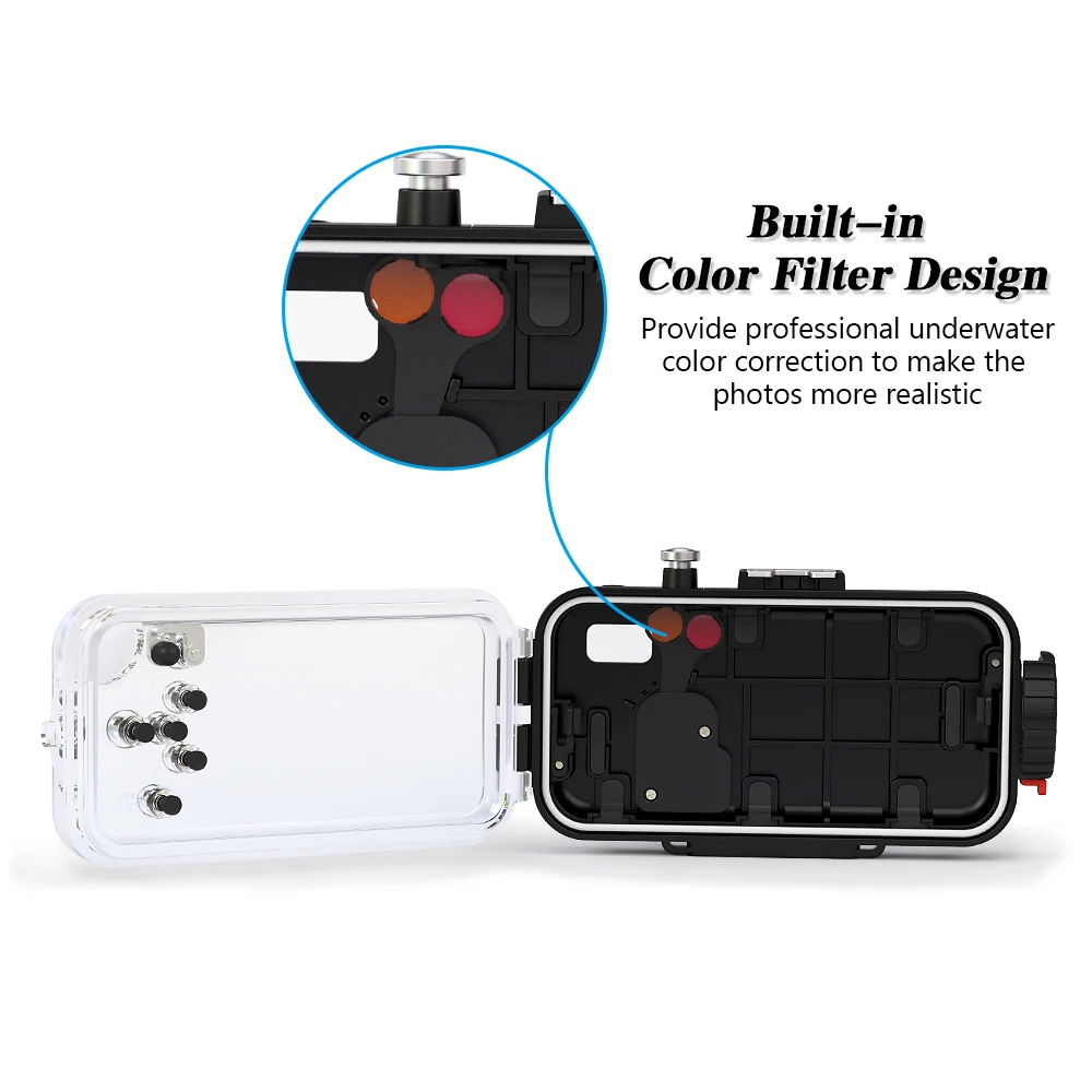 Diving Phone Housing case For iPhone X 60m Professional Waterproof Protective Cover Color Filter Shoot bright Photo Necessary (8)