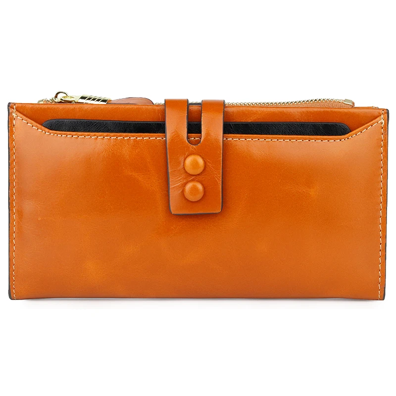 

New Arrivals Long Large Capacity Women Zipper Wallets Cowhide European And American Clutch Purse with Detachable Card Slots 2019