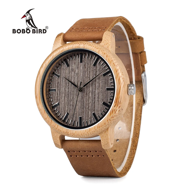 BOBO BIRD WA18L10 Vintage Lightweight Round Bamboo Wood Quartz Watches With Leather Bands for Women Men watches top brand design