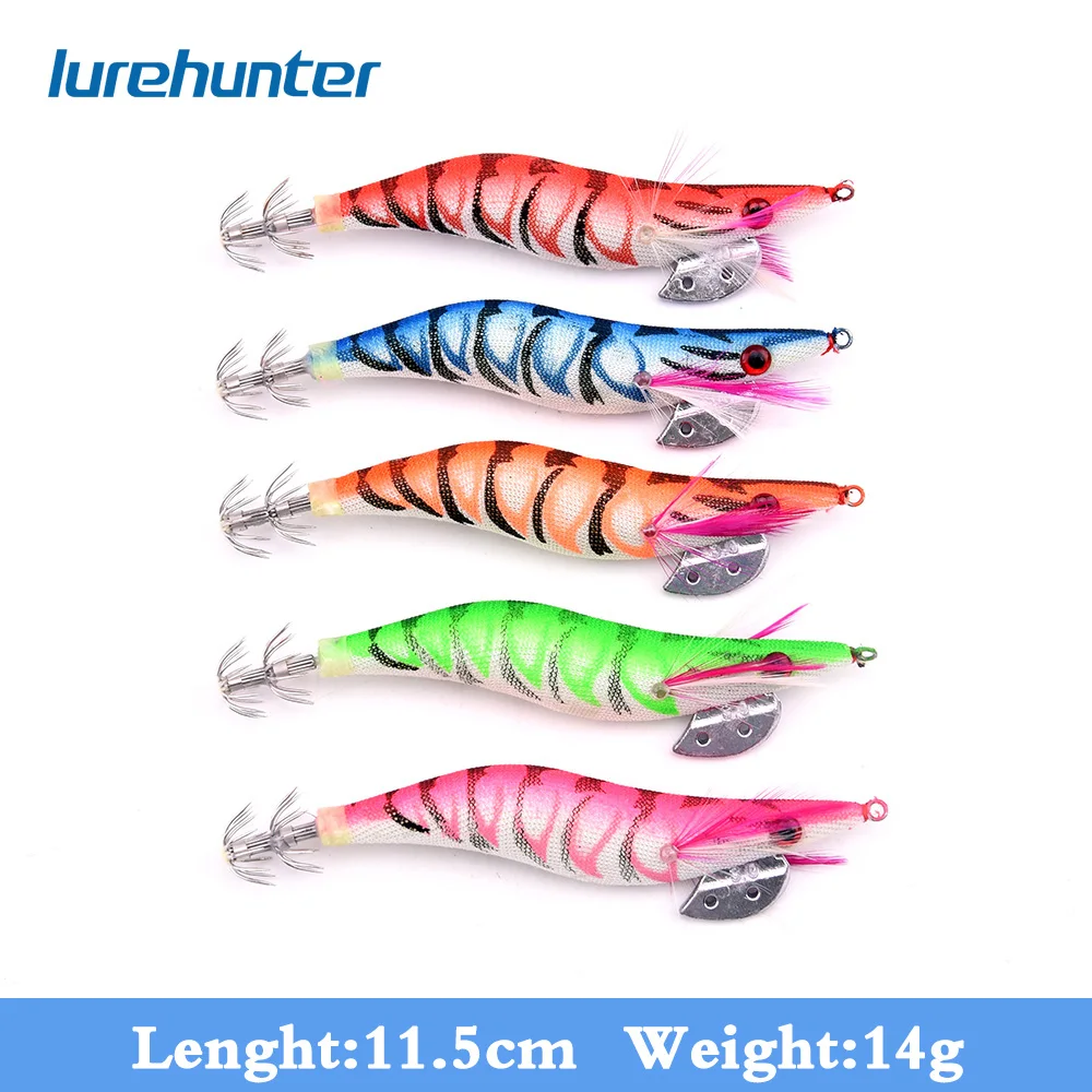 1PCS 14g/11.5cm Luminous Squid Jig Fishing Wood Shrimp Lure Squid Cuttlefish Jigs Lures Spinnerbait Wood Shrimp with 3.0# Hook 1PCS 14g/11.5cm Luminous Squid Jig Fishing Wood Shrimp Lure Squid Cuttlefish Jigs Lures Spinnerbait Wood Shrimp with 3.0# Hook