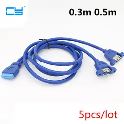 2 X USB3.0 двумя портами USB 3.0 Женский винтами тип панели к материнской плате 20Pin кабель корпус кабели 20 pin 30 см 50 см 5 шт./лот