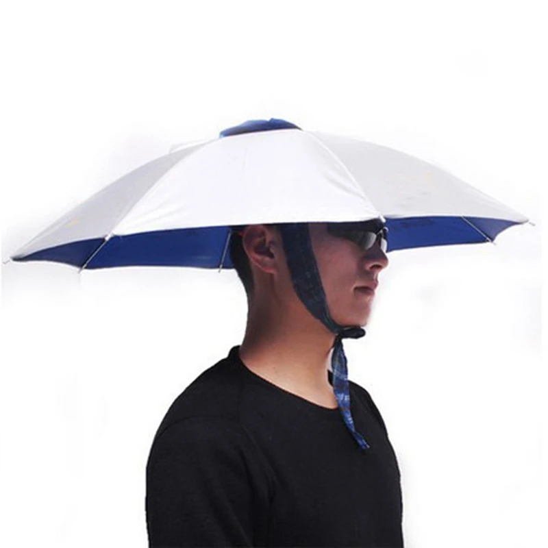 

Umbrella Hat Rainproof Windproof Folding Adjustable UV Protection Hand Free Sun Rain Cap Fishing Headwear