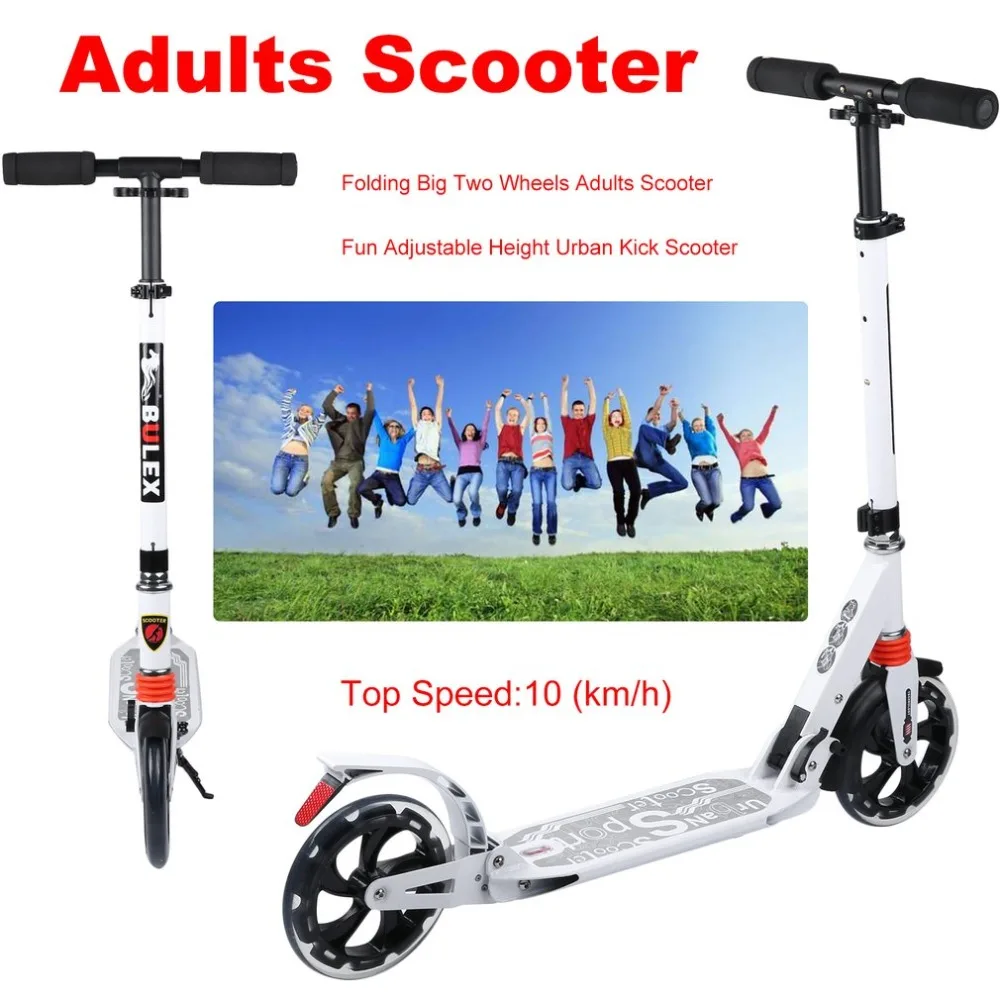 

Folding Big Two Wheels Adults Scooter Fun Play Cool Skateboard Adjustable Height Urban Kick Scooter Great Gift