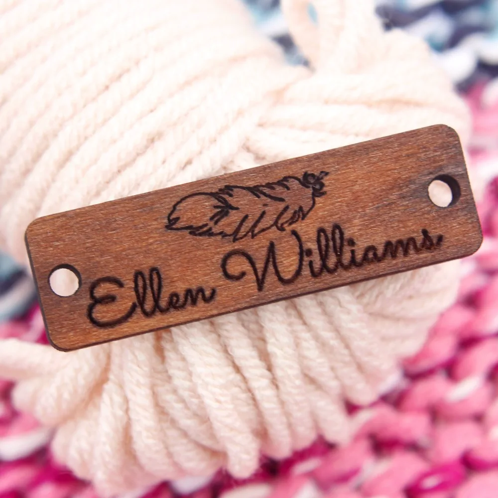 

Custom Wood Tags, Personalized Buttons , Engraved Knitting , Cut Logo Engraved (WDBQ102)