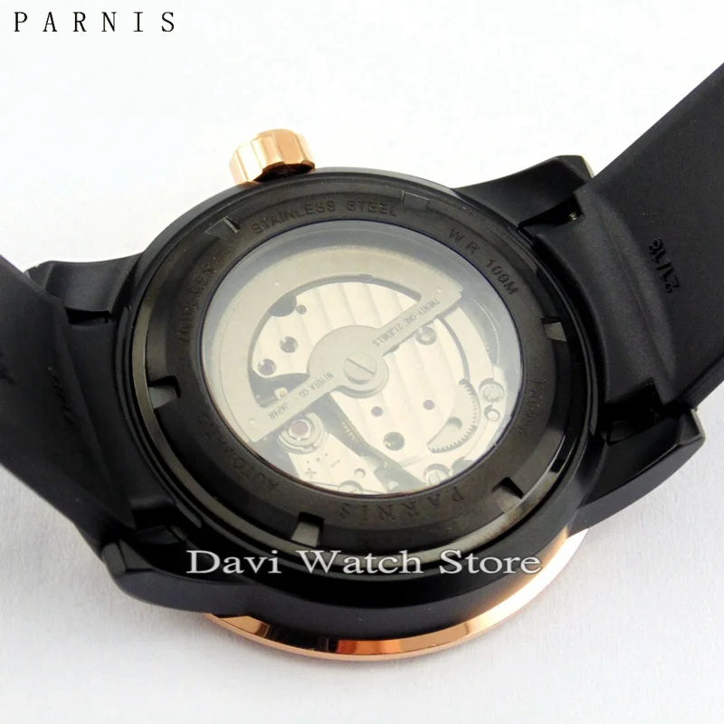 Parnis 42 мм черный циферблат сапфировое стекло Дата Miyota автоматические мужские часы