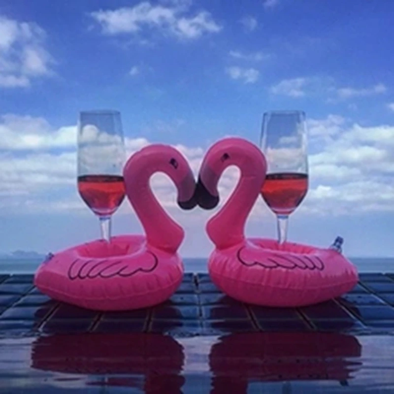

40Pcs/Lot Cute Pink Flamingo Floating Inflatable Drink Can Holder Pool Bath Toy Pool Swim Ring Water Fun Pool Toys