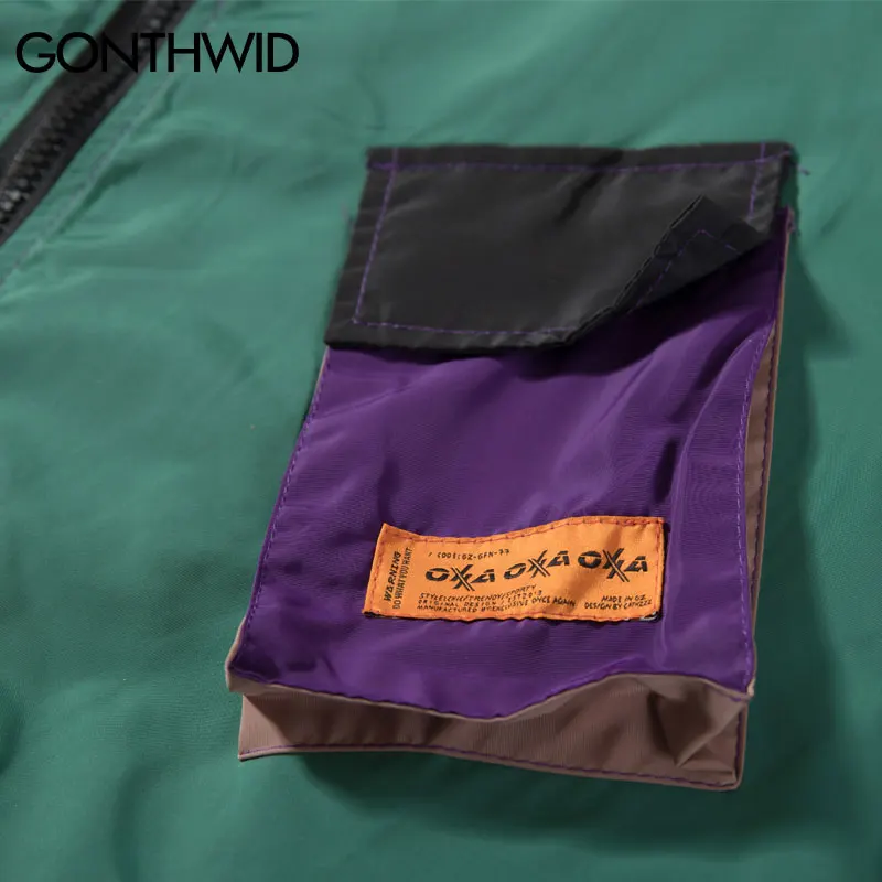 Мужская куртка на молнии GONTHWID винтажная цветная Лоскутная ветровка с карманами