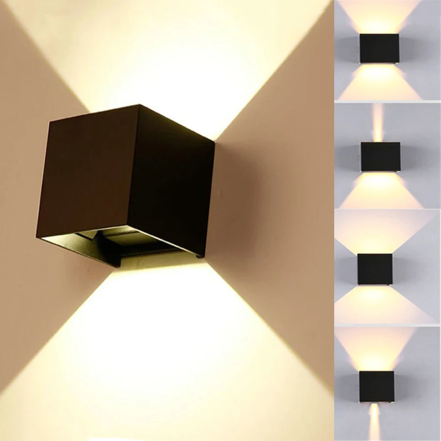 Outdoor-6W-12W-LED-Wall-Lamps-Waterproof-IP-Cube-Adjustable-SurfaUp-Down-LED-Sconce