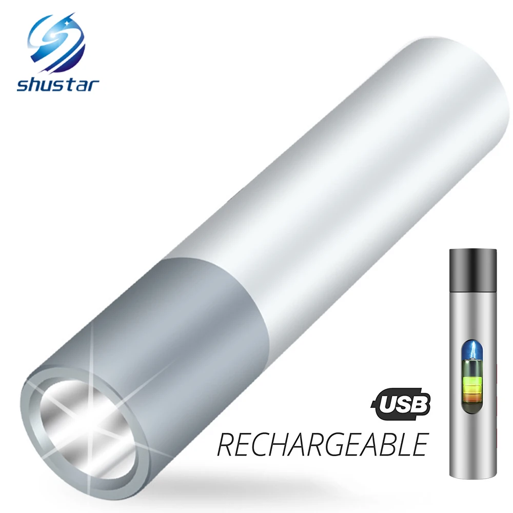 USB Перезаряжаемый простой Креативный светодиодный фонарик из алюминиевого