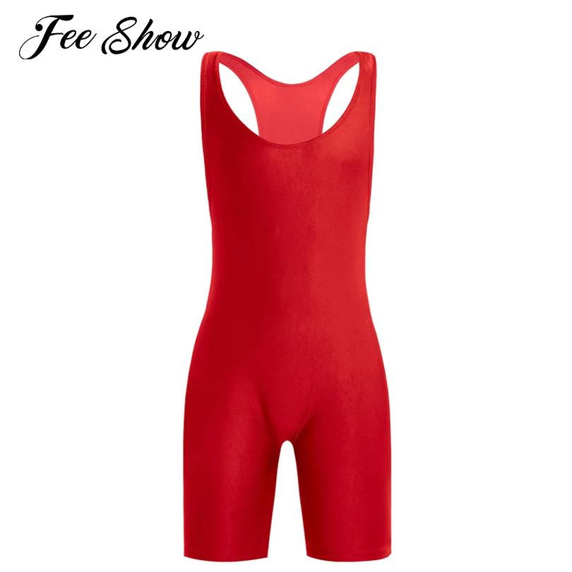 

Mens One-piece Catsuit Bodysuit Sleeveless Modified Wrestling Singlet Boxer Shorts Tight Underwear Stretchy Gymnastics Body Suit
