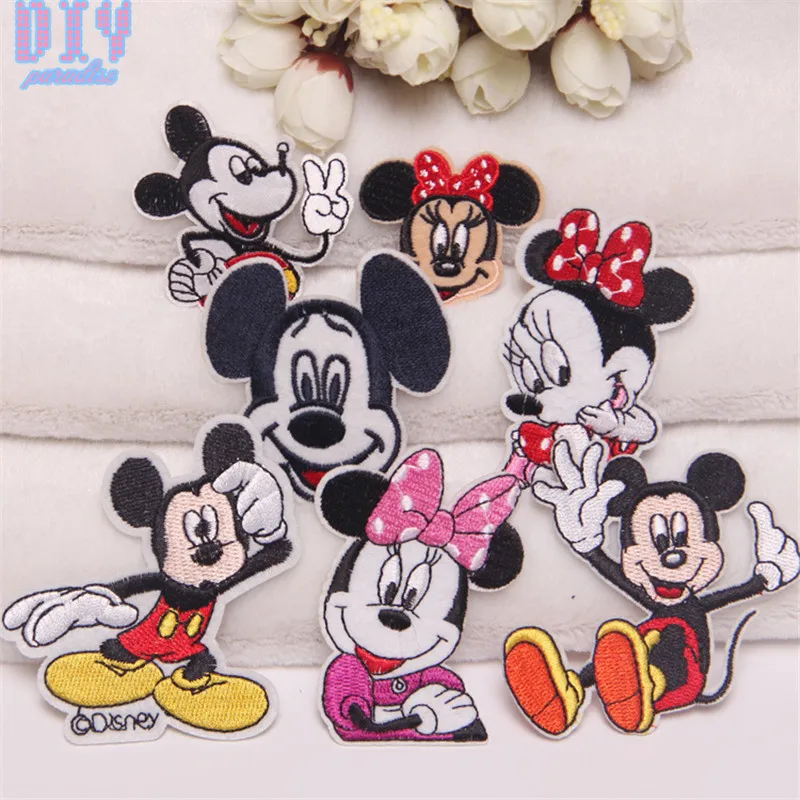 

14pcs Minnie Mickey Embroidered Sew Iron On Patches Cartoon Cloth Applique Badge Fabric Apparel Sewing Crafts DIY