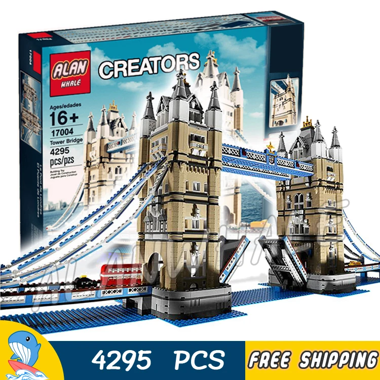 

4295pcs New Lepin 17004 Huge Tower Bridge DIY Model Building Blocks unique Drawbridge Toys Sets Compatible With lego