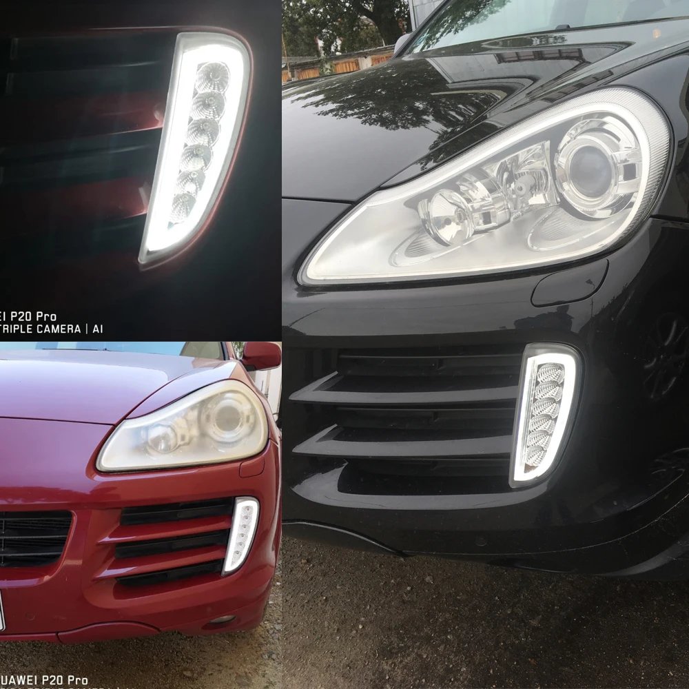 Прозрачные линзы дневного света СИД DRL положение для Porsche Cayenne 2006 2010 07 08 3 функции в