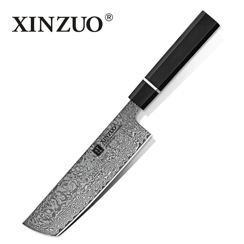 

2019 XINZUO 7' inch Kitchen Knife Stainless Steel Chef Knives Hot Sale Energy-saving Cooking Tool Ebony Wood+Buffalo Horn Handle