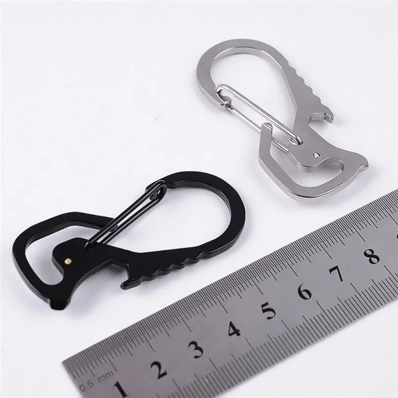 Portable Stainless Buckle Carabiner Keychain Key Ring Clip Hook Bottle Opener carabiner climbing Accessories Outdoor Tools #3d20 (3)