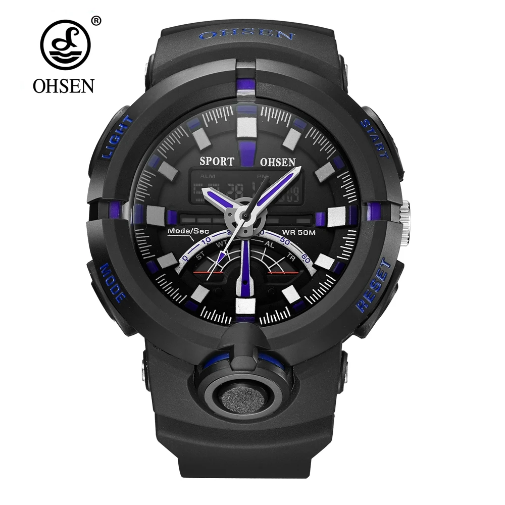 

Relogio Masculino Fashion OHSEN Quartz Digital Watch Wrist Watch Sport Watch Men LED Waterproof Stopwatch Rubber Strap Man Watch