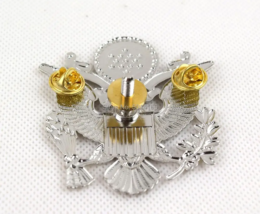 Cosplay US Army Officer Cap Eagle Badge Insignia Silver