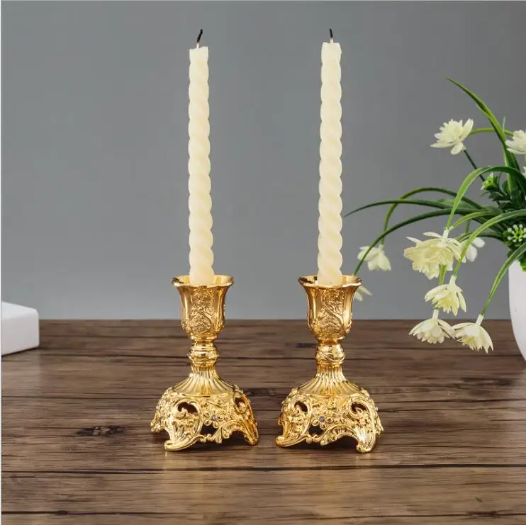 2PCS/ pair Europe metal candle stand god candlesticks metal antiques table home decoration candle holders ZT117