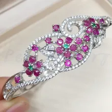 Рубиновый браслет из серебра 925 пробы 0.1ct* 25 шт драгоценный камень натуральный настоящий Рубин роскошный стиль# YB18091105