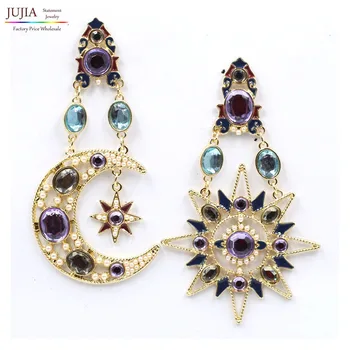 

New Hot sale 2019 stud earrings star and moon pendant fashion earring jewelry wholesale