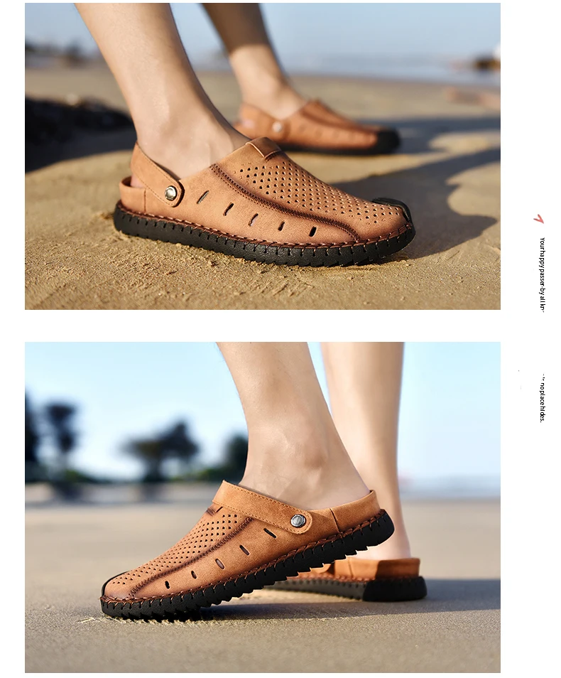 Ramialali/Мужская обувь; кожаные мужские сандалии; Летняя мужская обувь; пляжные дышащие сандалии-гладиаторы с пряжкой для мужчин; zapatillas hombre