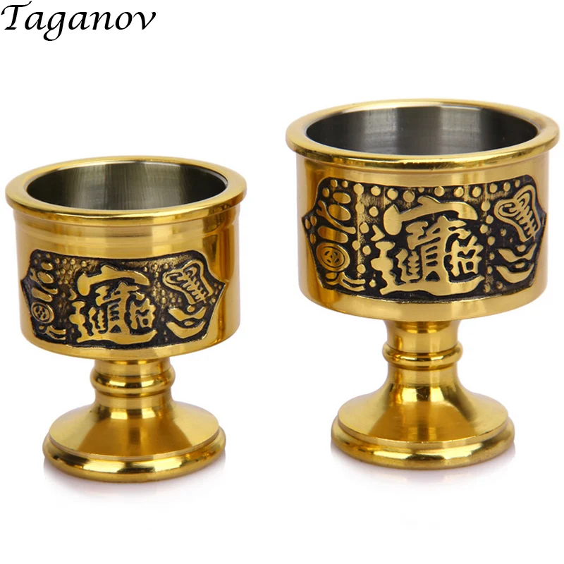 

friend gifts Copper goblets cups Teacups gold jade full of holy water cup copper chinese tea wine cup home decoration top grade