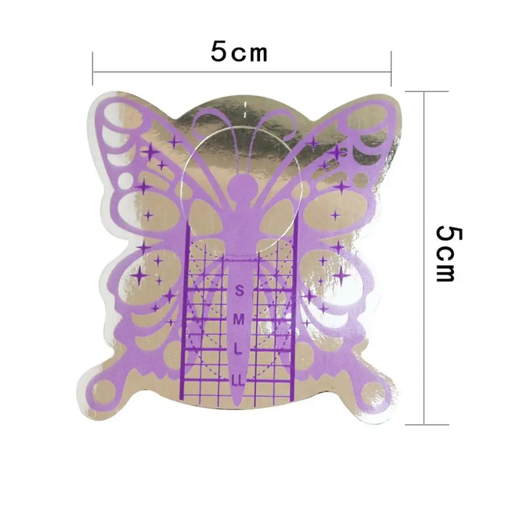Французские формы для ногтей в форме бабочки, бумажный держатель для ногтей, кончики для маникюра, гелевые формы для завитков, наклейки для ногтей, инструмент, 100 шт., R6