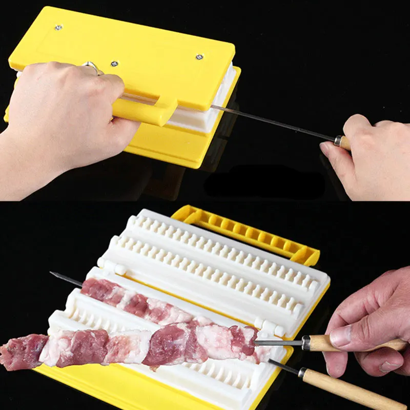 

Portable Barbecue Kebab Maker Practical Multi-functional Double Row BBQ Meat Skewer ABS Plastic Meat String Device