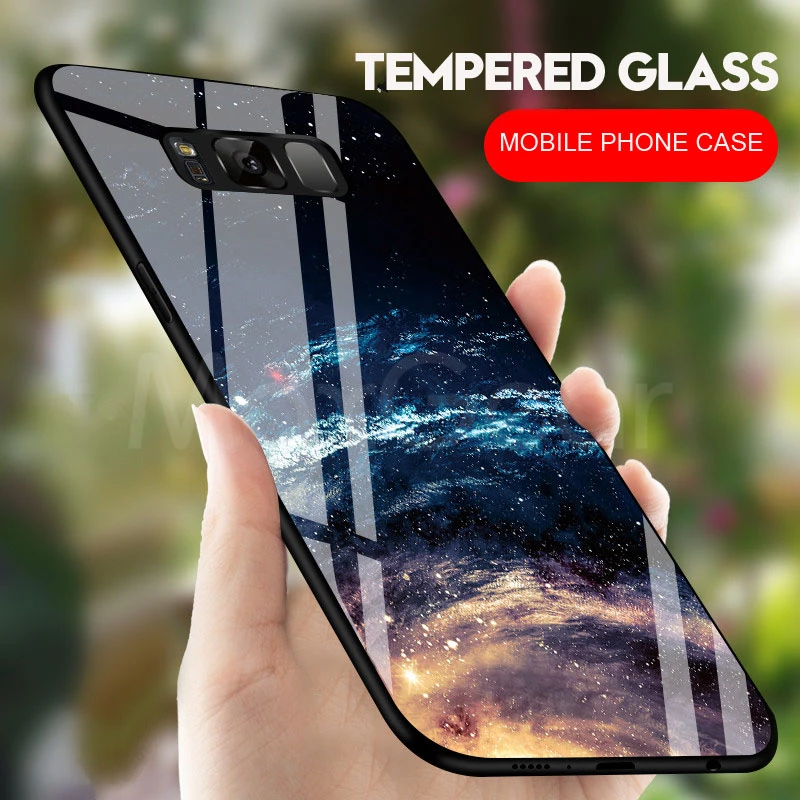 

MaxGear For Samsung Galaxy S8 S9 Plus Back Cover Case Star Tempered Glass Phone Cases for Galaxy S9 + Case Coque Capa Fundas