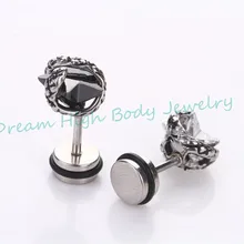 Змейка с пятизвездочными серьгами, серьги-гвоздики, кольцо, циркон, штанга нержавеющая сталь, уплотнительное кольцо, популярное, блестящее, хрустальное, очаровательное, для мужчин и женщин