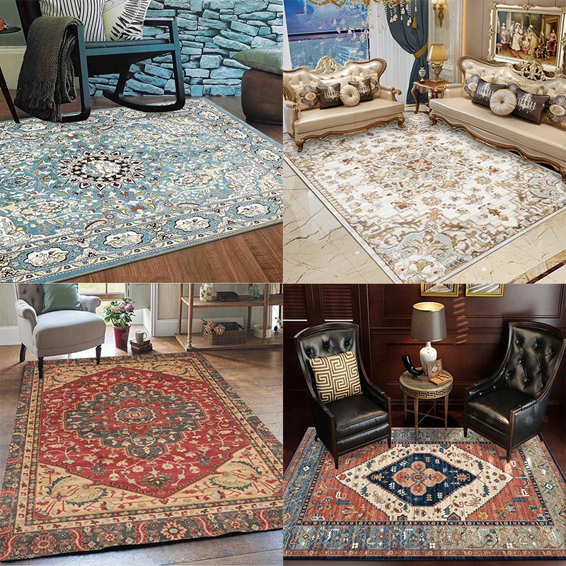 

Morocco Style Jacquard Carpet for Living Room Bedroom Anti-Skid Floor Mat Floral Pattern Absorbent Non-Slip Home Decor Area Rugs
