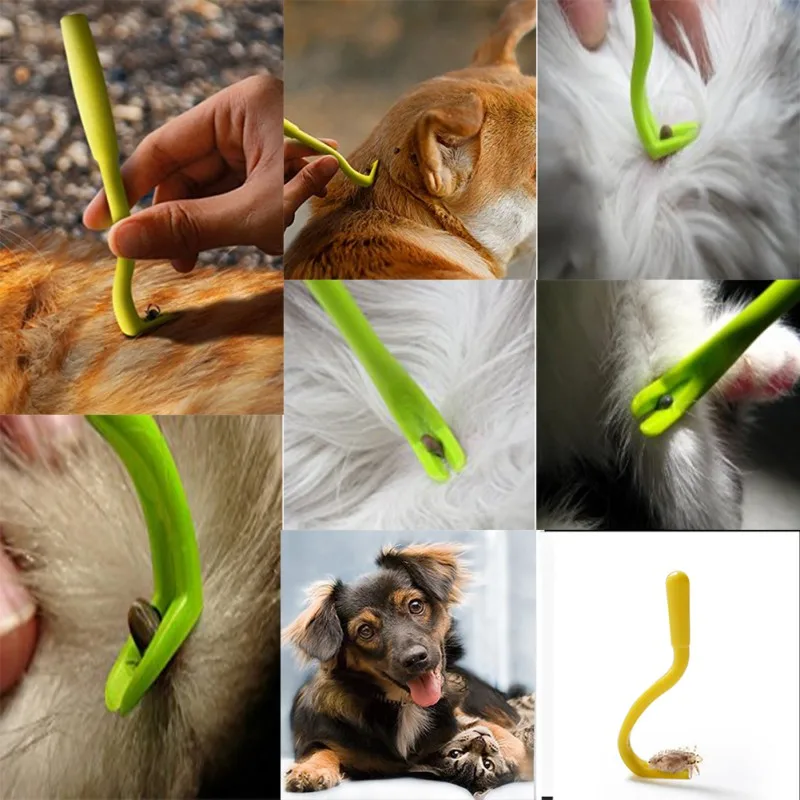 

2Pcs/Set Yellow Plastic Portable 2 Sizes Louse Flea Scratching Remover Hook Tool For Human Animal Dog Pet Horse Cat