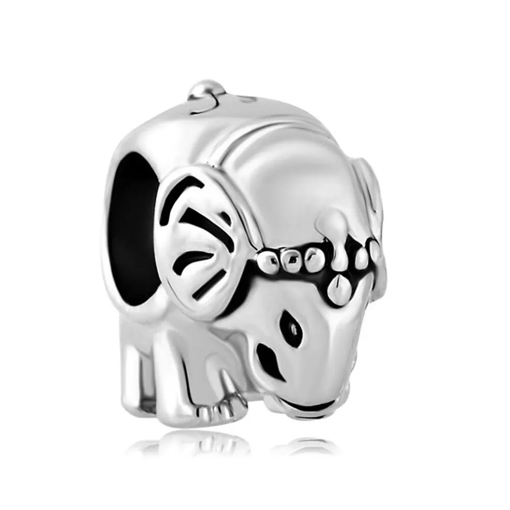 Silver Plated Animals Beads Elephant Charms Fit Pandora Bracelet Christmas Charms for DIY Jewelry Making