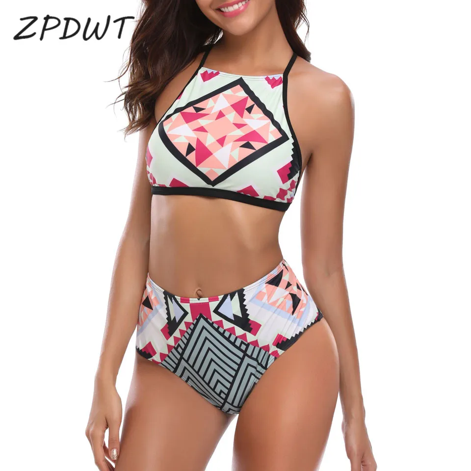 

ZPDWT High Waist Bikini Set Swimsuit Women 2019 New High Neck Swimwear Swimming Suit for Women Swimsuit Bathing Suit Beach Wear