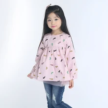 2-9 ans Filles Enfants Basant La Chemise de robe d’enfant vêtements Enfants robe de printemps et d’été paniers longue à manches Coton