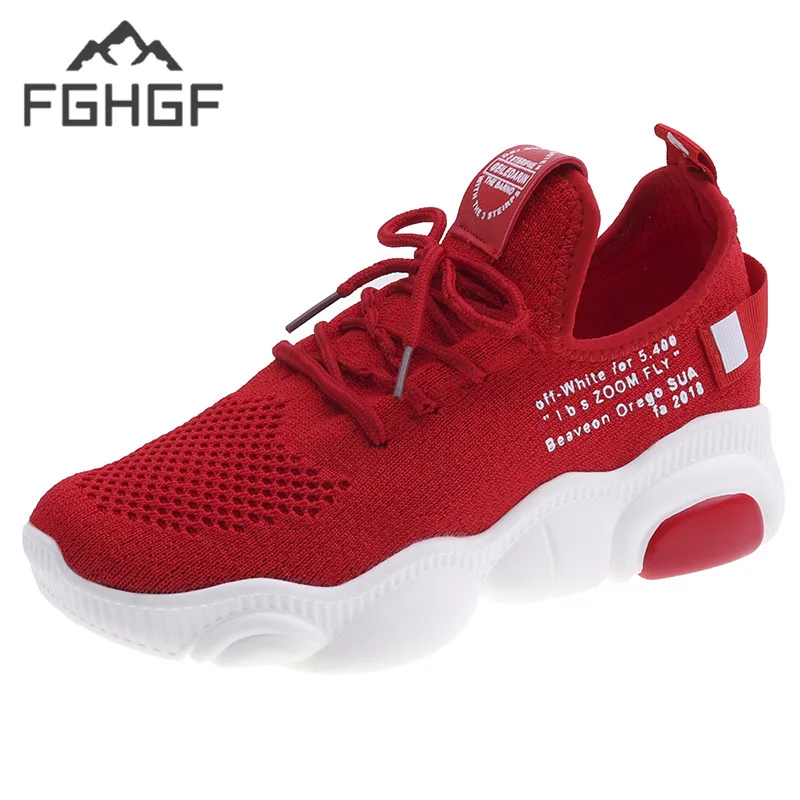 

FGHGF The Pretty Breathable Air Mesh Sneakers Women 2019 Spring Summer Slip On Platform Knitting Flats Soft Walking Shoes Woman
