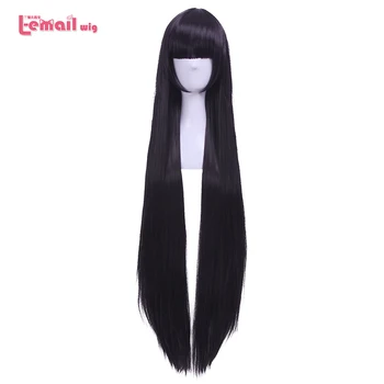 

L-email wig New Women 100cm Cosplay Wigs Long Straight Purple High Temperature Fiber Synthetic Hair Perucas Cosplay Wig