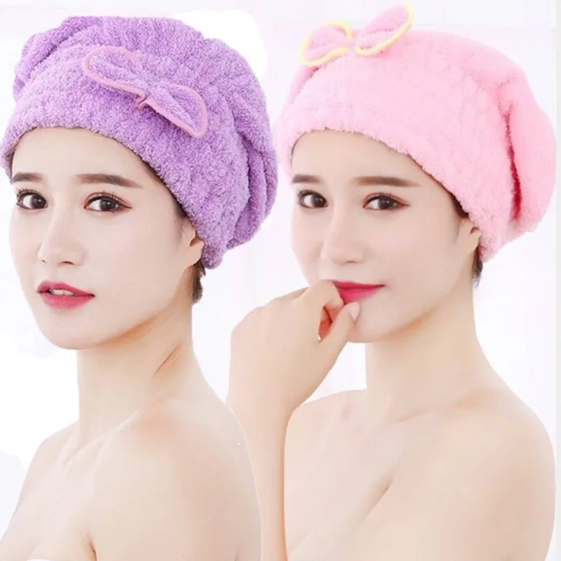 

6 Colors Microfiber Solid Quickly Dry Hair Hat Hair Turban Women Girls Ladies Cap Bathing Drying Towel Head Wrap Hat