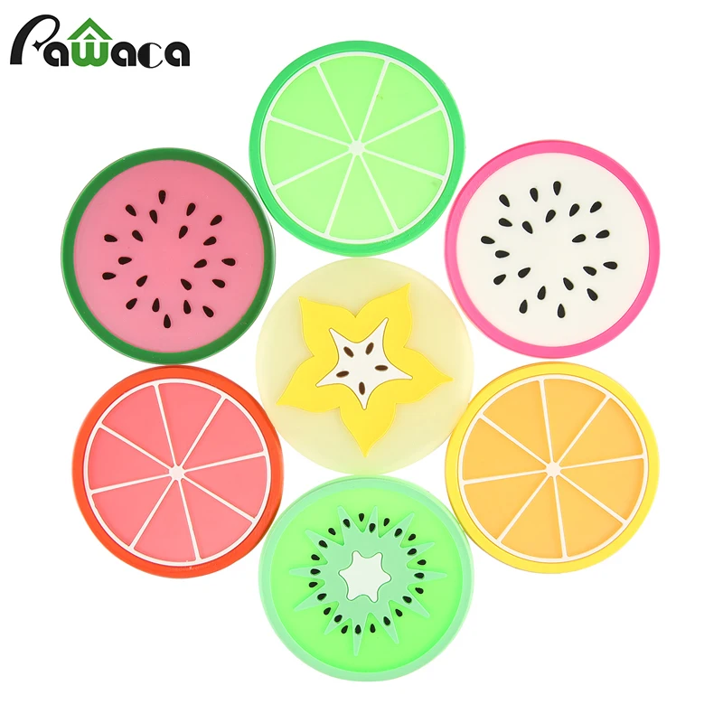 

7pcs Set Colorful Fruit Coasters Placemat Non-slip Coffee Mug Cup Mat Pads Drink Holder Table Placemats Desk Kitchen Accessories
