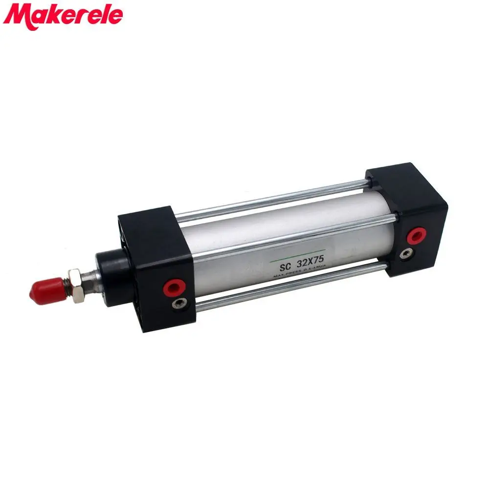 

Free Shipping Pneumatic Air Cylinder 32mm Bore 75mm Stroke Single Rod Double Acting Cylinder SC32-75 Makerele