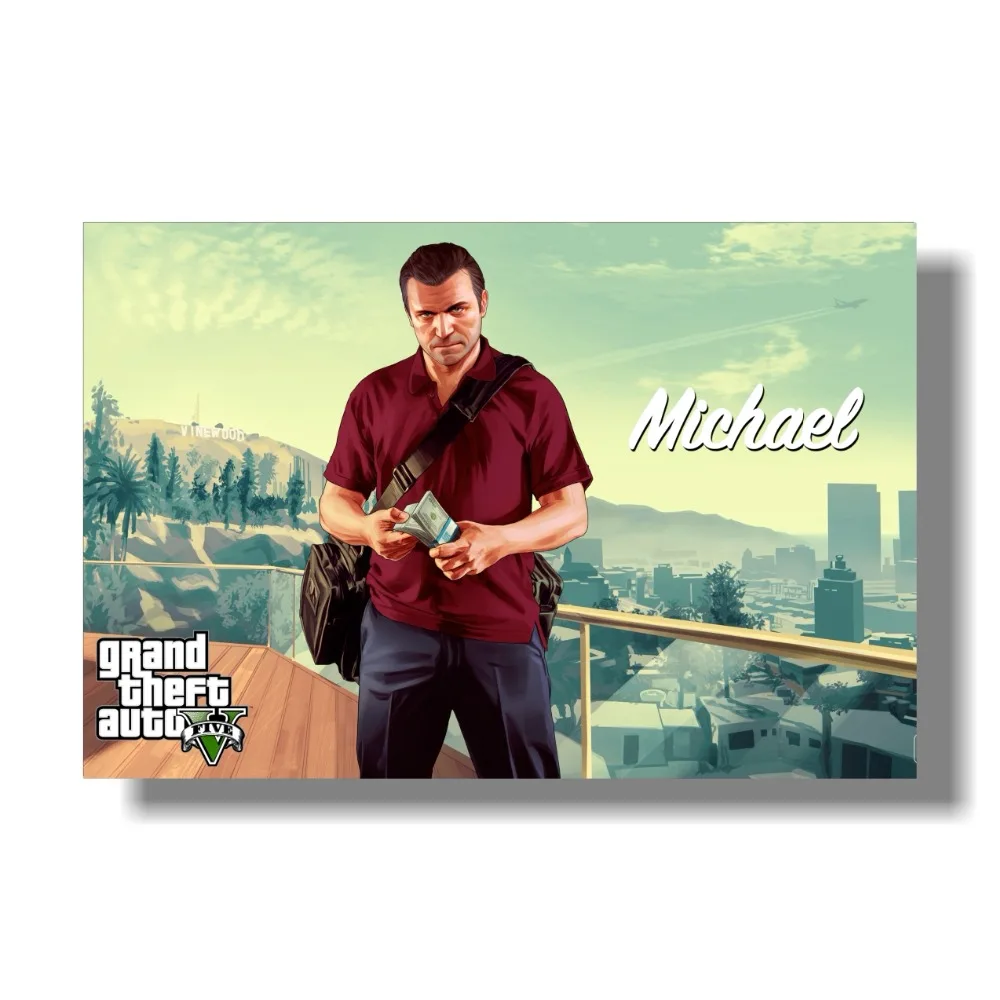 Бесплатная доставка Grand Theft Auto V Art шелковая ткань для печати Hot GTA 5 изображения