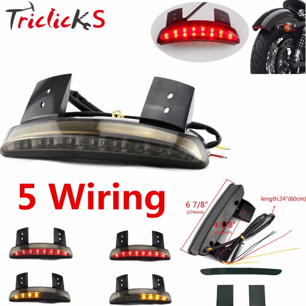 

Triclicks 7Inch 8W DRL Lamp Smoke Red Chroma Chopped Fender Edge LED Tail Light Turn Signals Lights Fit Harley Sportster XL883